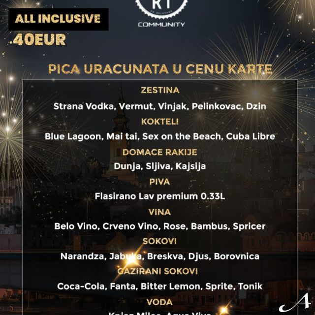 Doček Nove godine - plakat sa informacijama