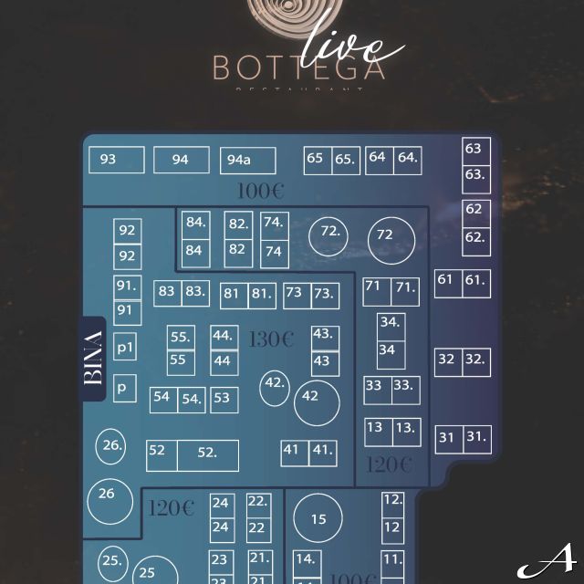 Restoran Bottega - mapa sedenja