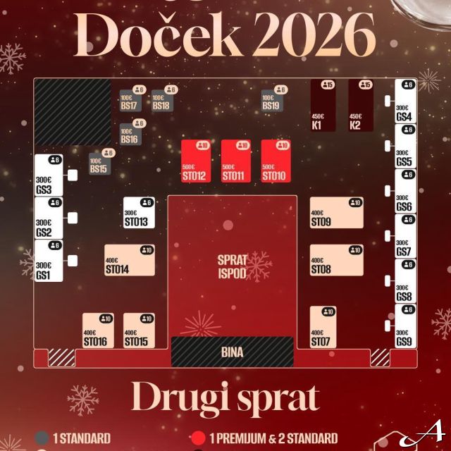 Kafana Druga Kuća - mapa stolova