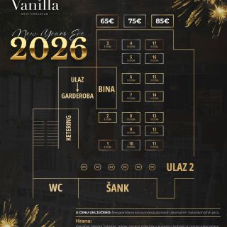 Klub Vanilla Nova godina - mapa sedenja