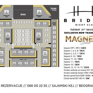 Splav Bridge - mapa sedenja i cene