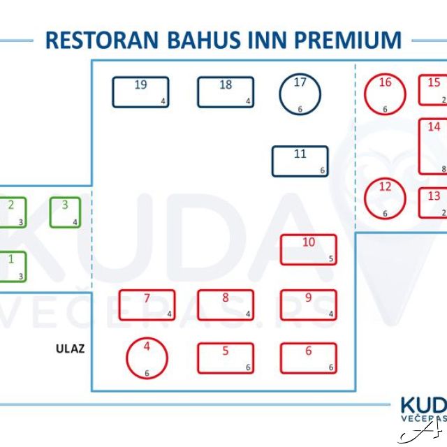 Restoran Bahus Inn - raspored stolova