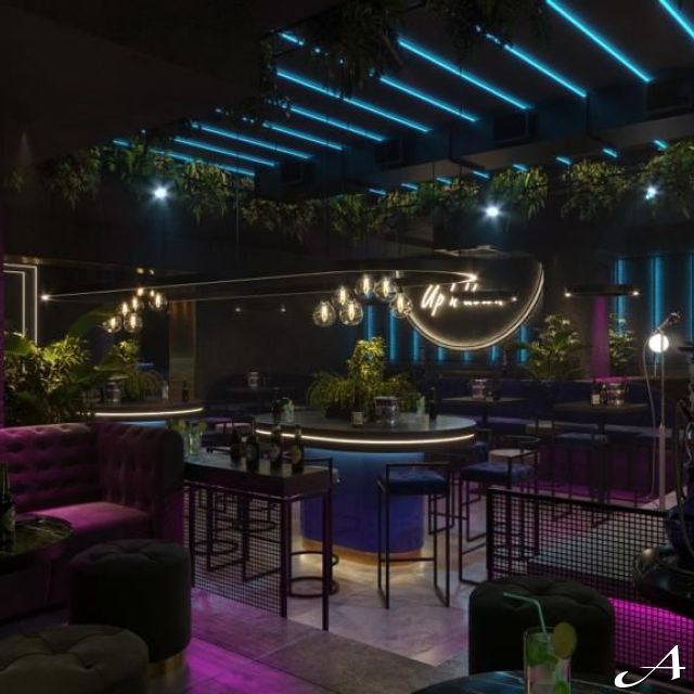 Klub Up ’n’ down - enterijer sa osvetljenjem