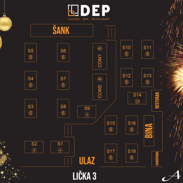 Restoran Departman - mapa sedenja i vatromet