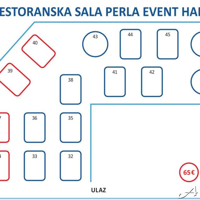 Doček Nove godine - mapa stolova