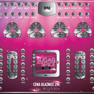 Nova godina u klubu Sugar & Spice - raspored stolova