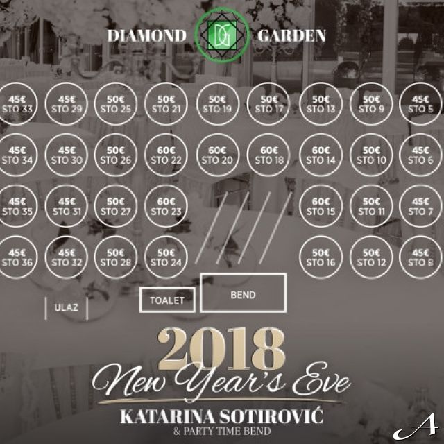 Diamond Garden - raspored stolova za Novu godinu