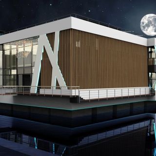 Event centar - moderna zgrada noću