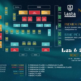 Splav Lasta - mapa sedišta i cena