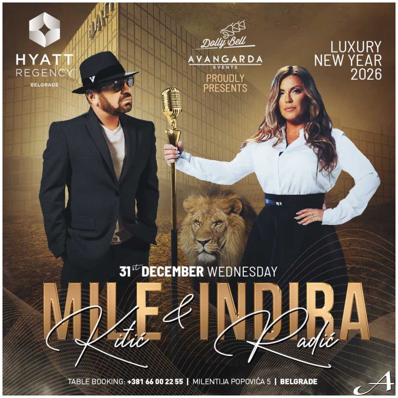 Indira Radić i Mile Kitić u hotelu Hyatt Beograd - Nova godina 2026 uz glamur i vrhunsku muziku